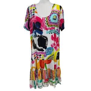 Jams World Hattie Dress Daiquiri Print Size XL Hawaii 50 years Short Bright